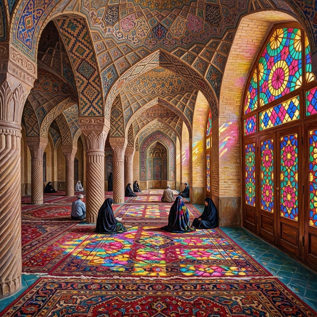 Nasir al-Mulk stained-glass sunlight