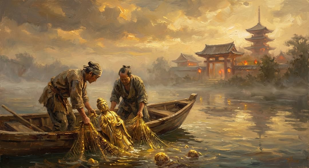 The Revelation of the Golden Kannon Statue in the Sumida River