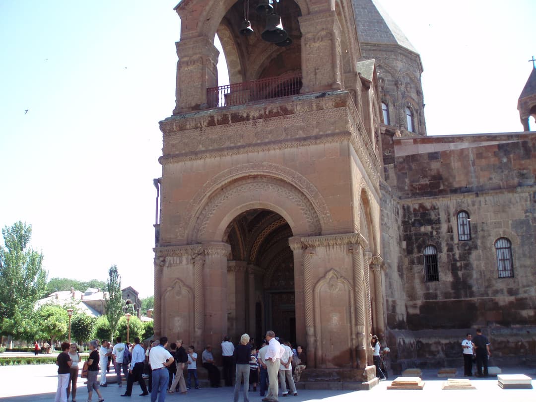The interior of the cathedral, with its stunning frescoes and religious art.