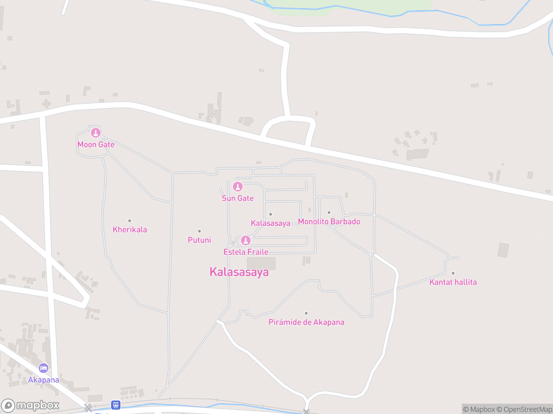 Map showing Tiwanaku and surrounding area
