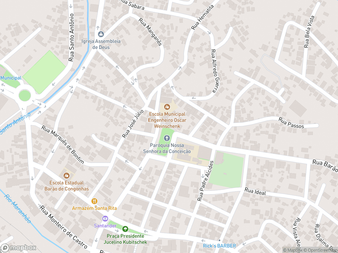 Map showing Sanctuary of Bom Jesus do Congonhas and surrounding area