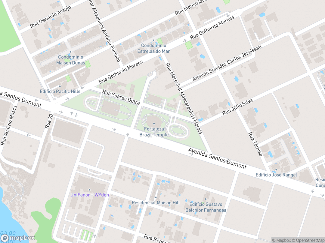 Map showing Fortaleza Brazil Temple and surrounding area