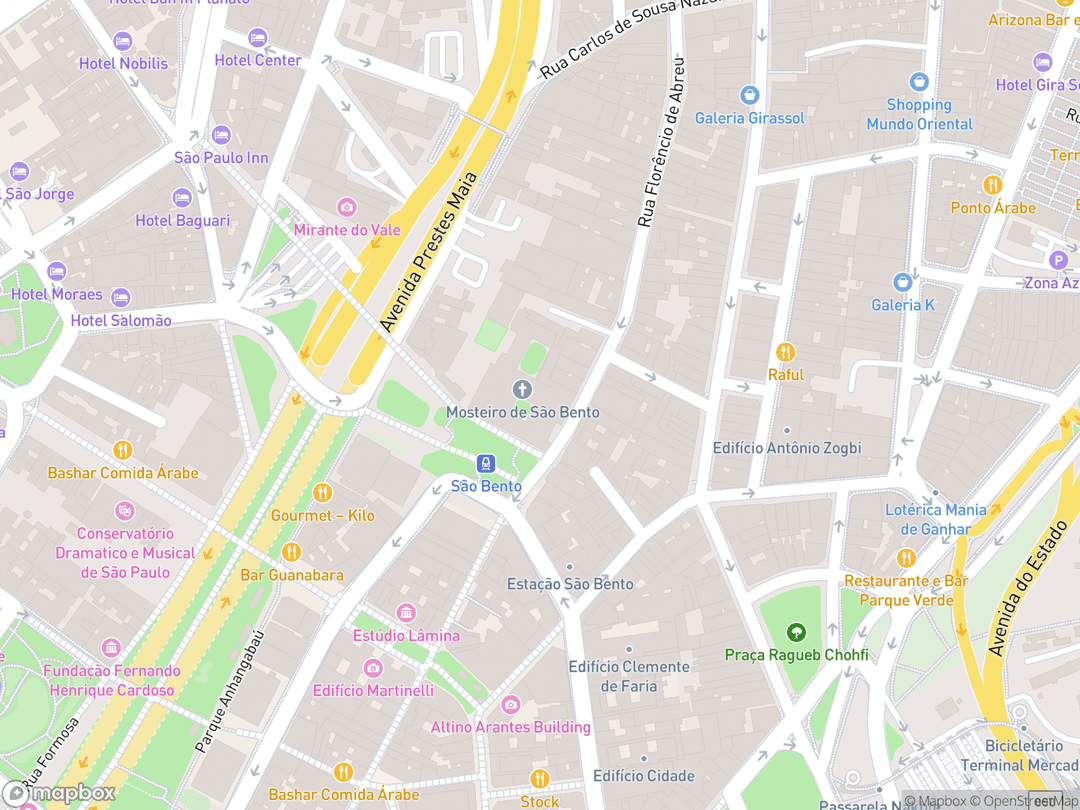Map showing Mosteiro de São Bento and surrounding area