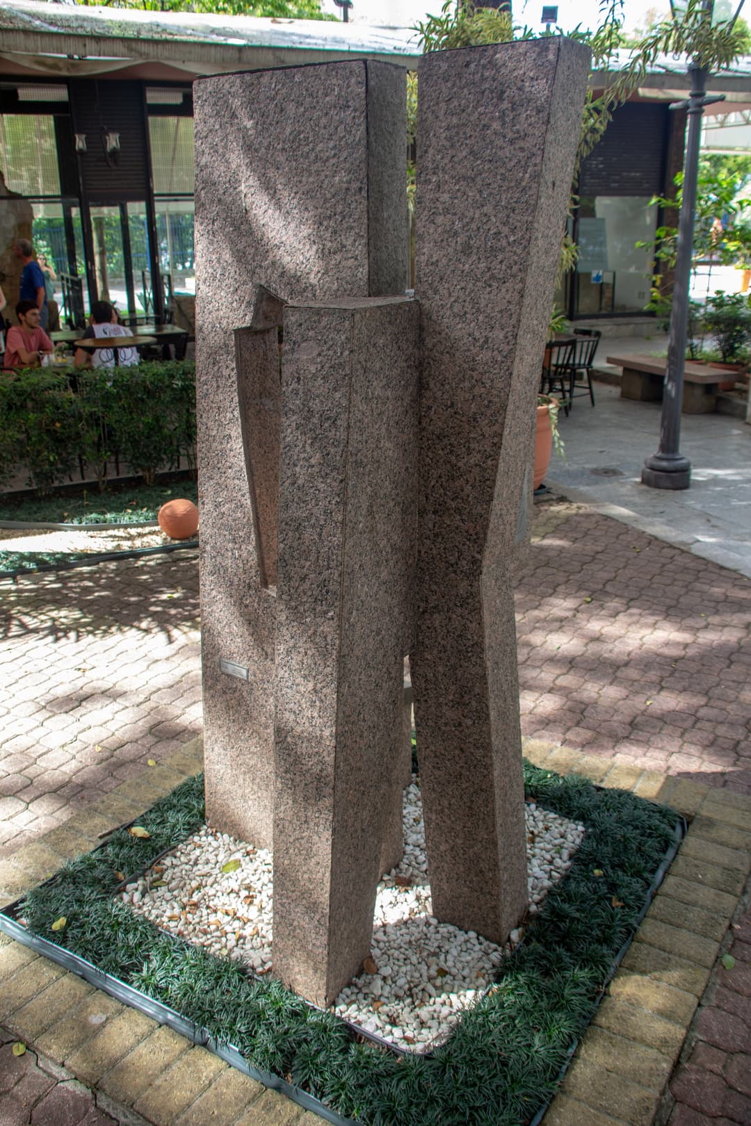 Granite sculpture on the grounds of Pátio do Colégio.