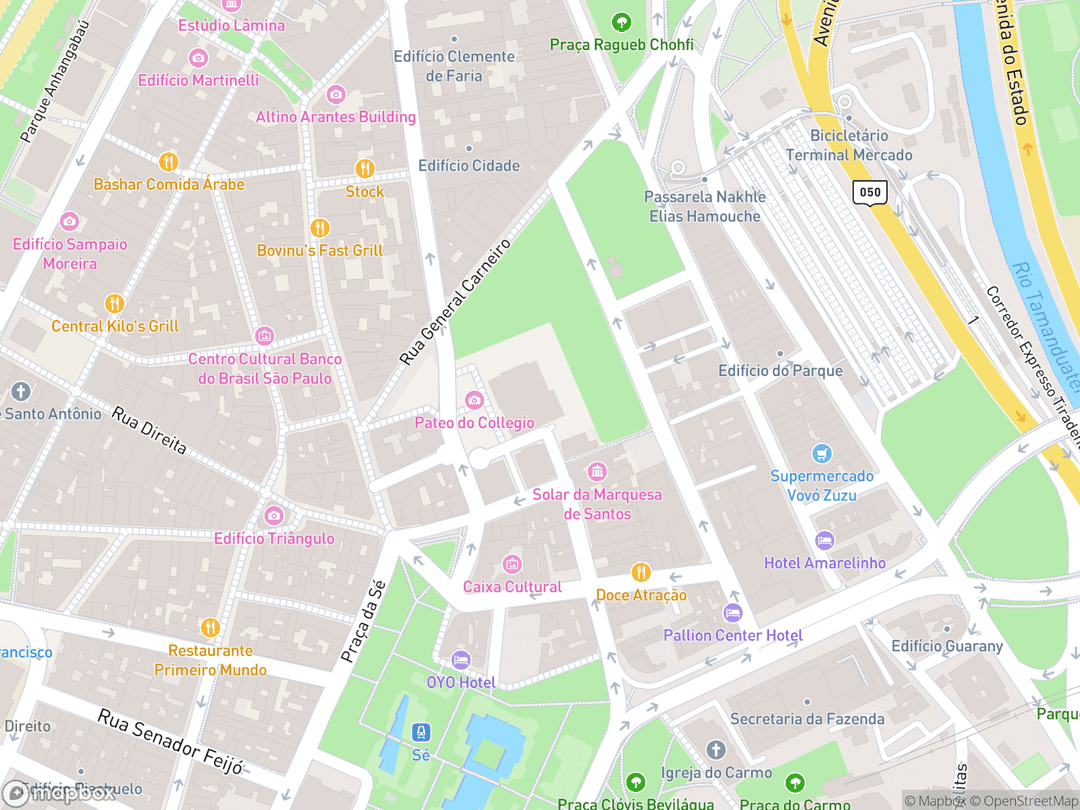 Map showing Pátio do Colégio and surrounding area