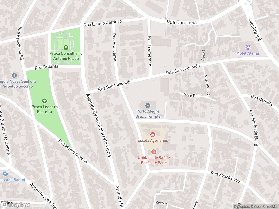 Map showing Porto Alegre Brazil Temple and surrounding area