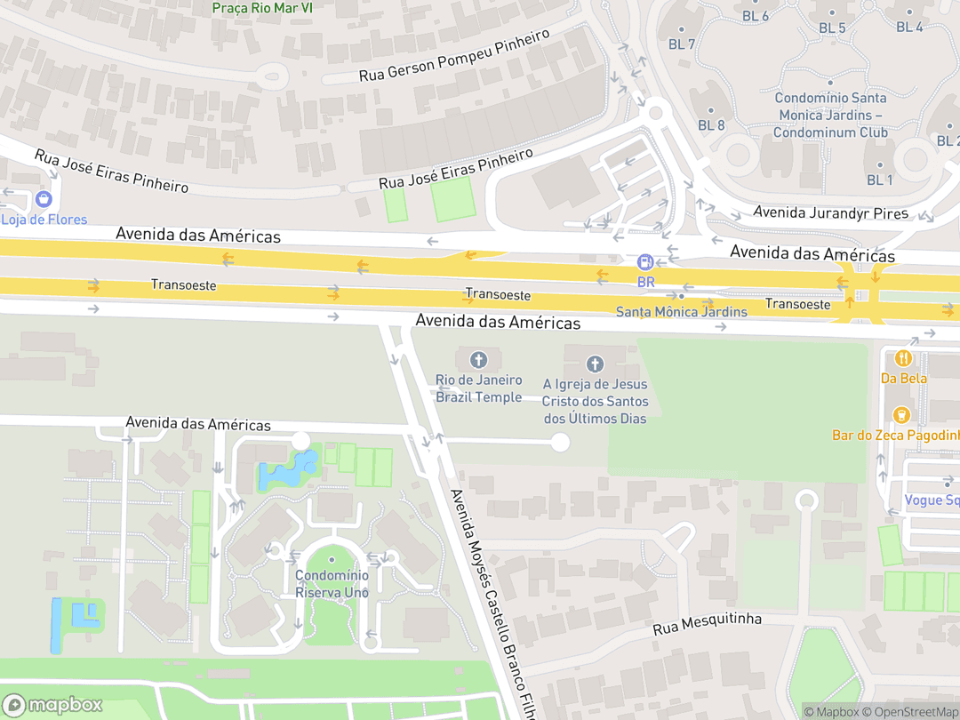 Map showing Rio de Janeiro Brazil Temple and surrounding area