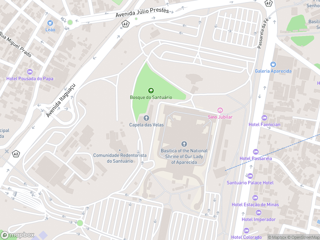 Map showing Santuário Nacional de Nossa Senhora Aparecida and surrounding area