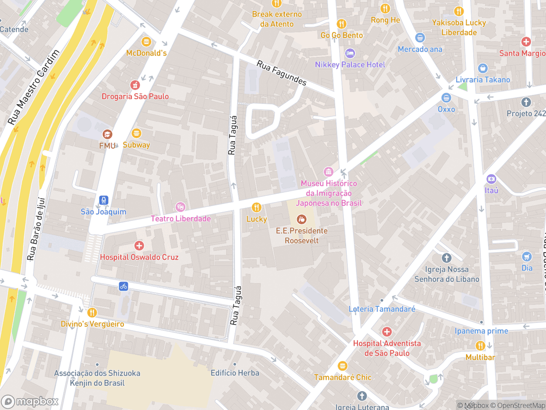 Map showing Templo Busshinji and surrounding area