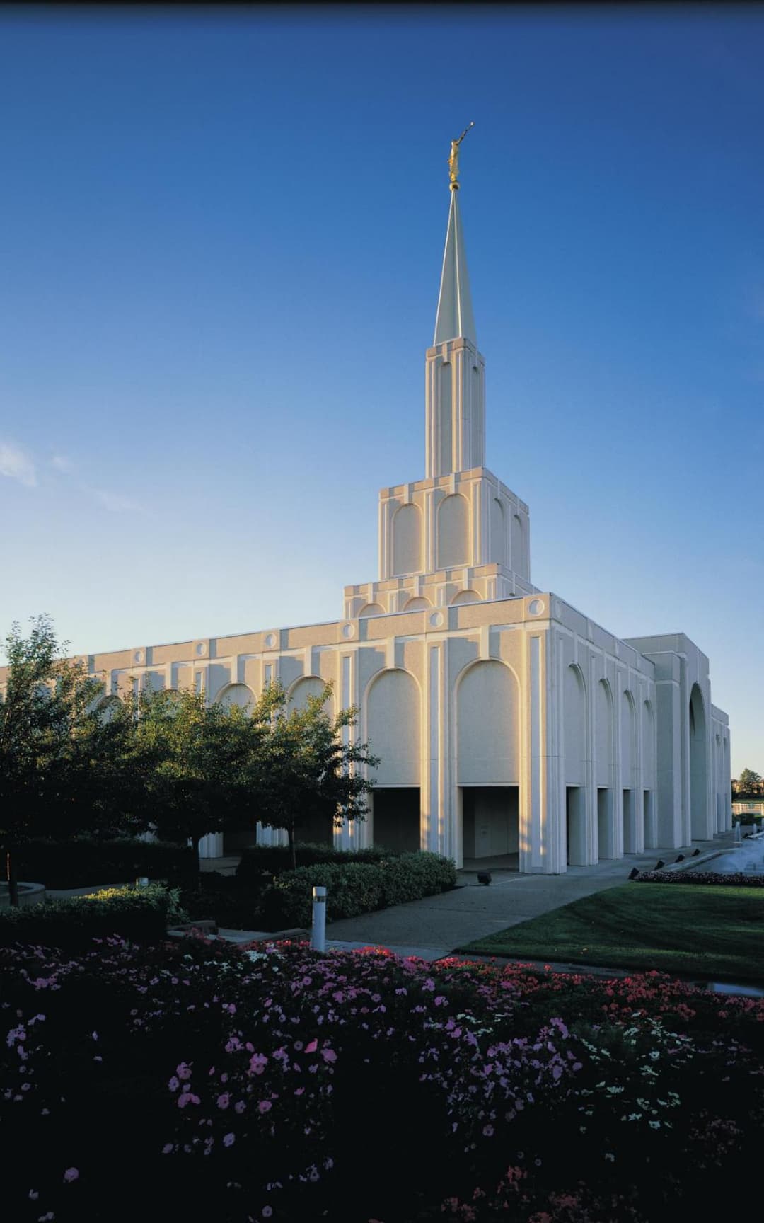 The temple's elegant architecture against a clear sky.