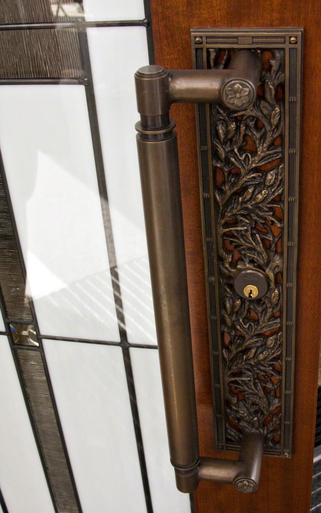 Ornate door handle detail at the Vancouver British Columbia Temple.