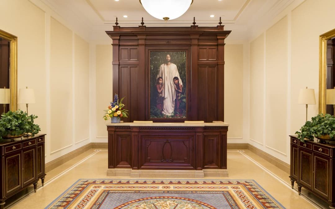 Interior view of the recommend desk in the Concepción Chile Temple.