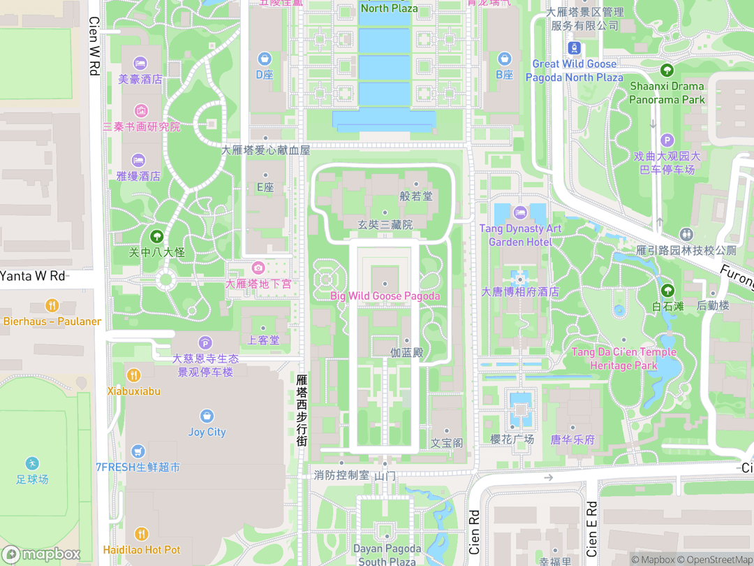 Map showing Giant Wild Goose Pagoda and surrounding area