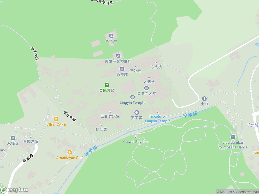 Map showing Lingyin Temple and surrounding area
