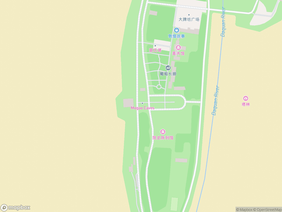 Map showing Mogao Caves and surrounding area