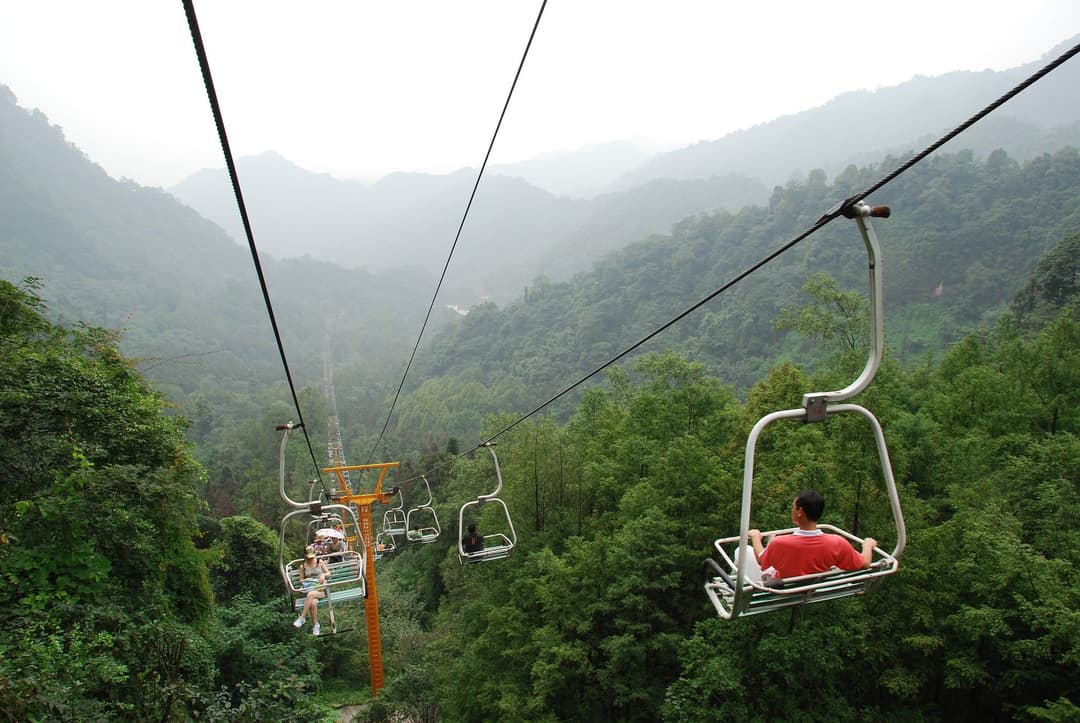 A view of the mountain's peaks shrouded in mist.