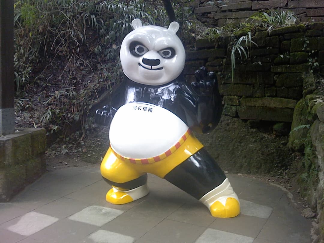 A Kung Fu Panda statue on the grounds of Mount Qingcheng.