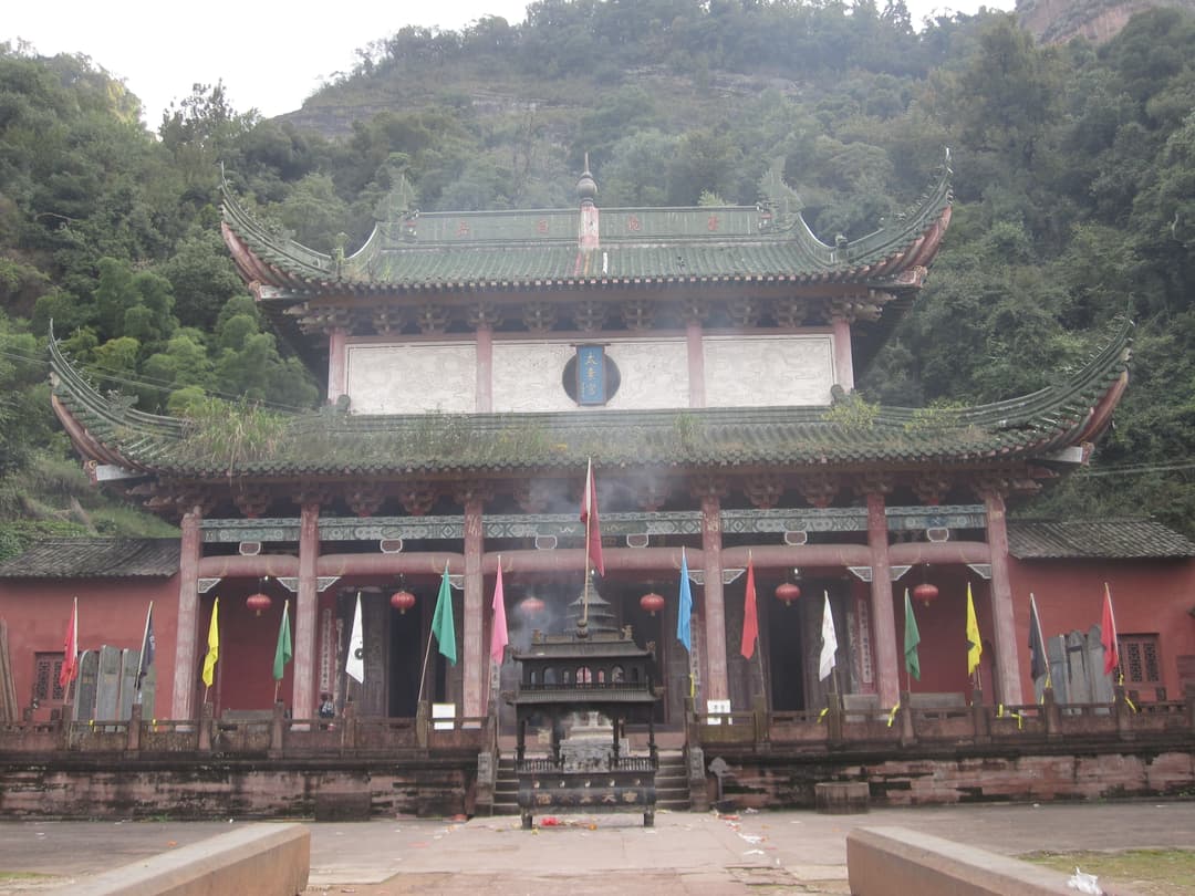 The unique Danxia landform of Mount Qiyun.