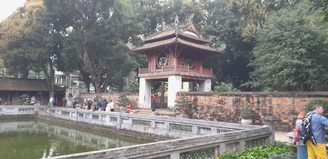 Khue Van Cac pavilion and reflecting pond at the Temple of Literature.