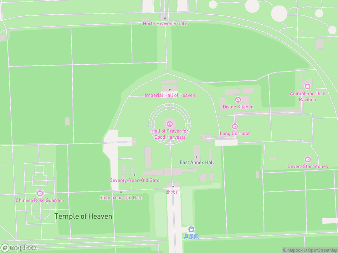 Map showing Temple of Heaven and surrounding area