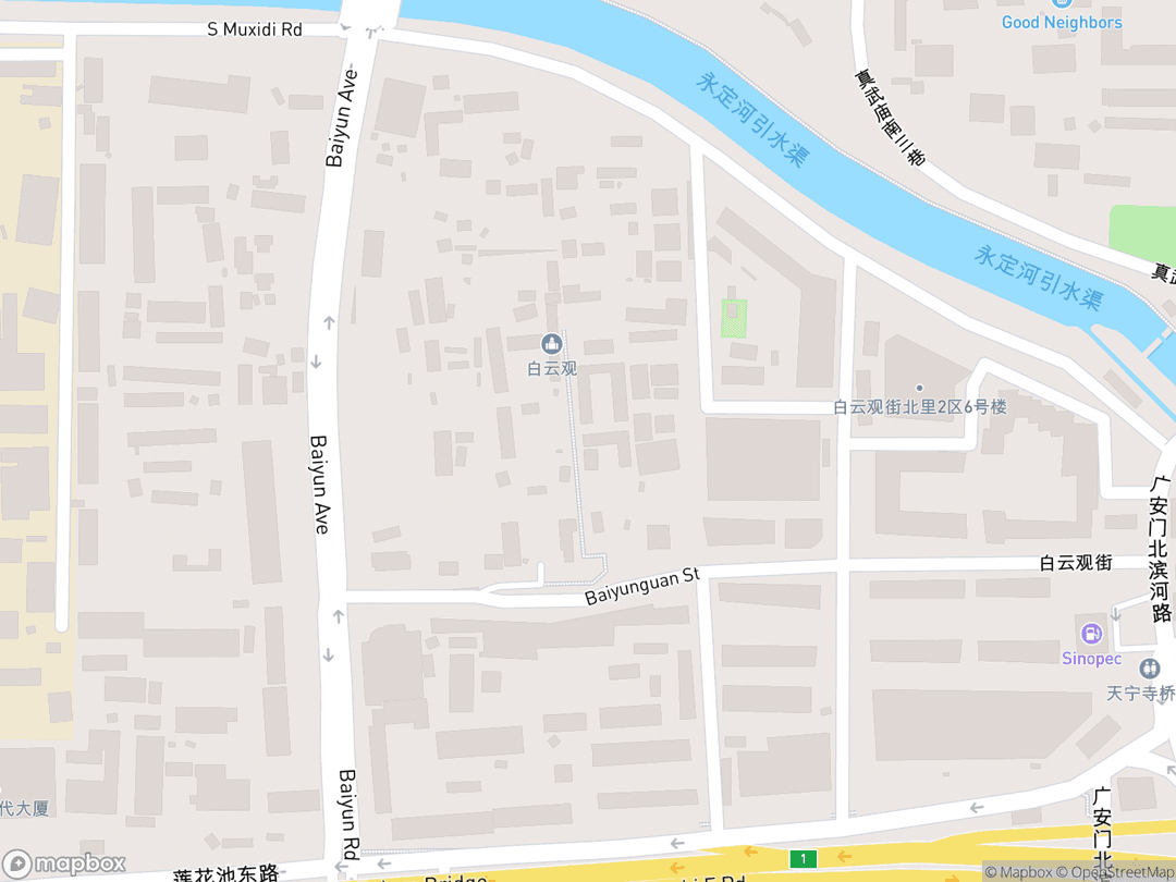 Map showing White Cloud Temple and surrounding area