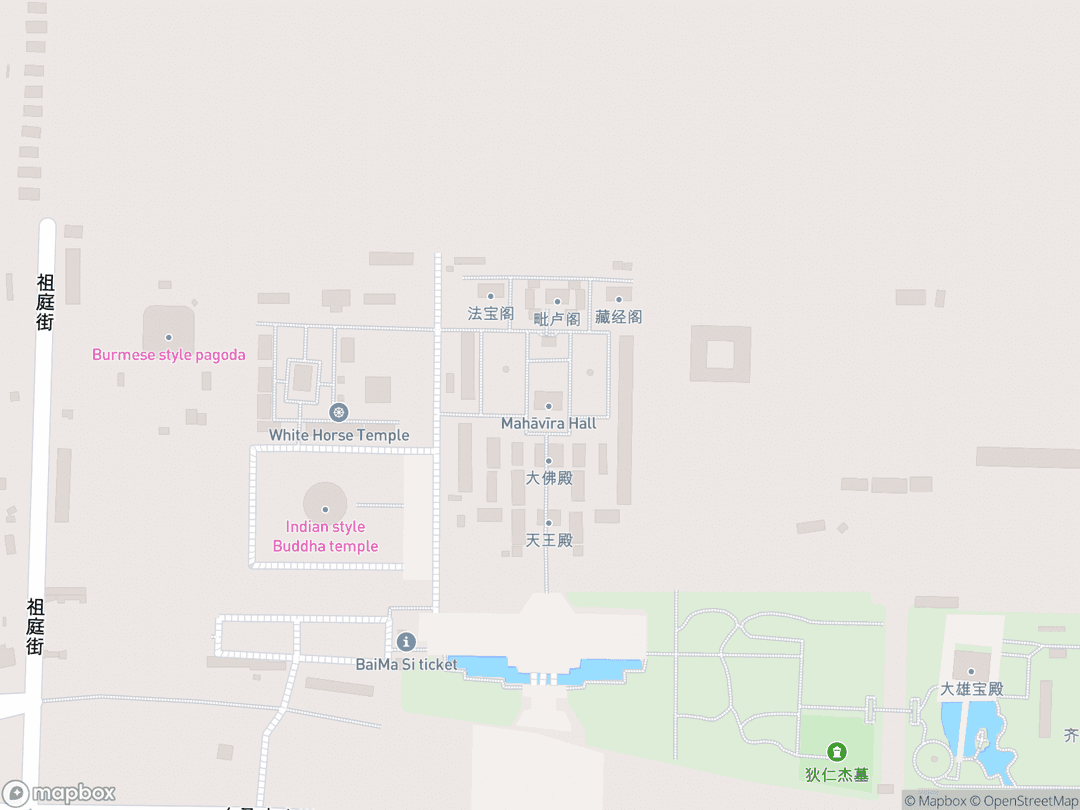 Map showing White Horse Temple and surrounding area