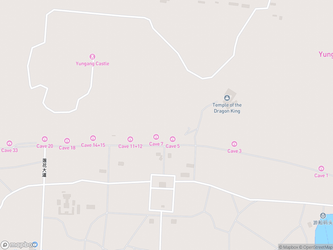 Map showing Yungang Grottoes and surrounding area
