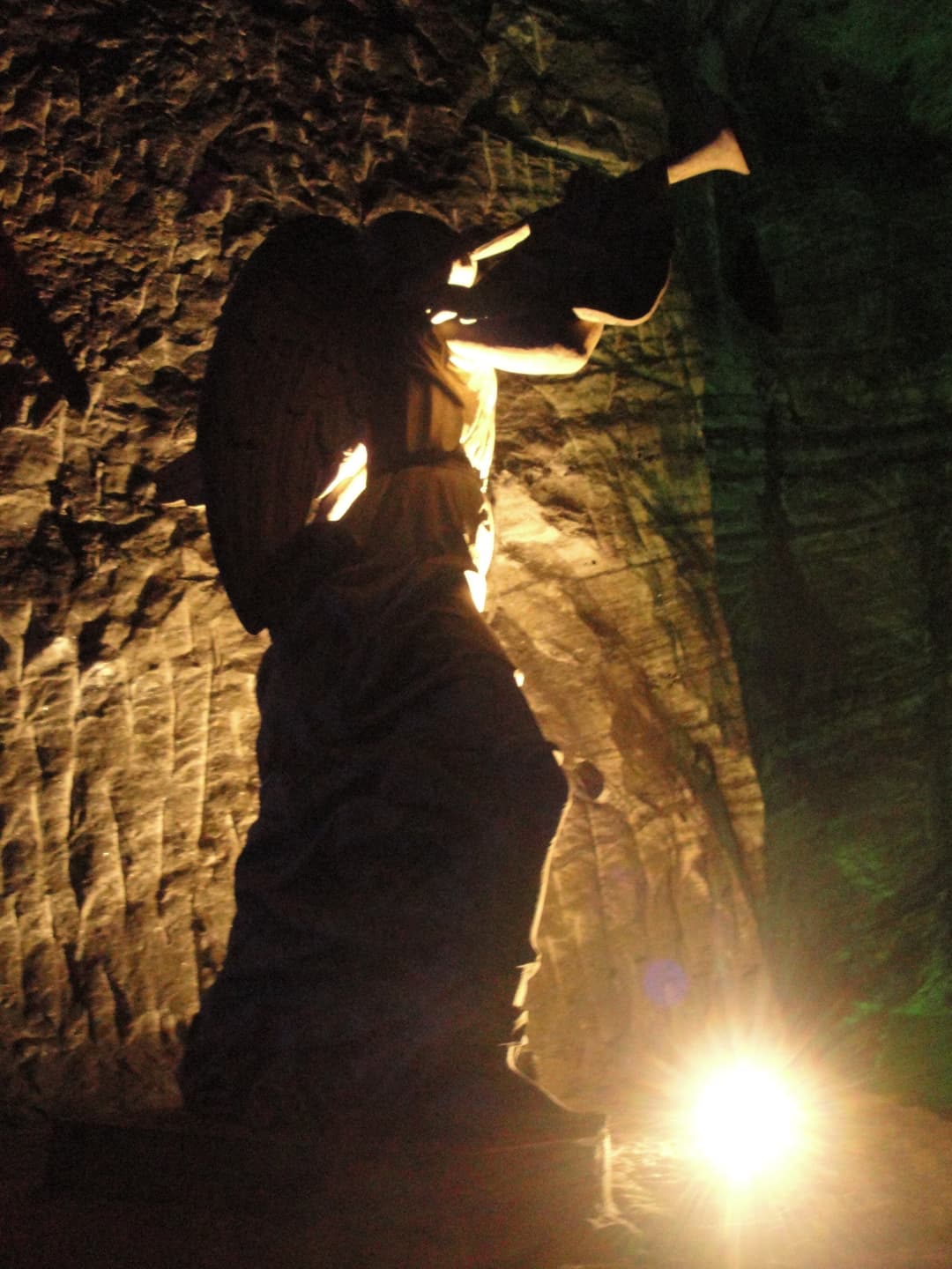 Angel sculpture blowing a horn in the Salt Cathedral of Zipaquirá