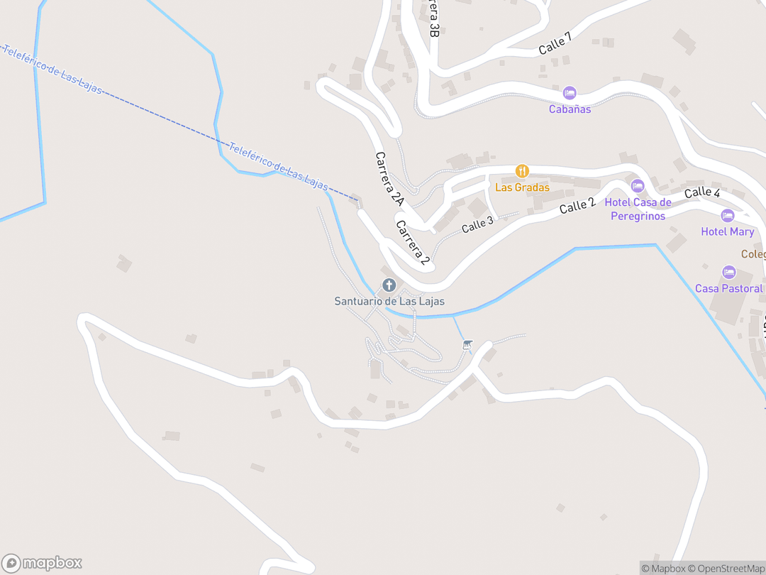 Map showing Sanctuary of Las Lajas and surrounding area