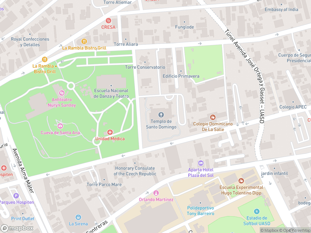Map showing Santo Domingo Dominican Republic Temple and surrounding area