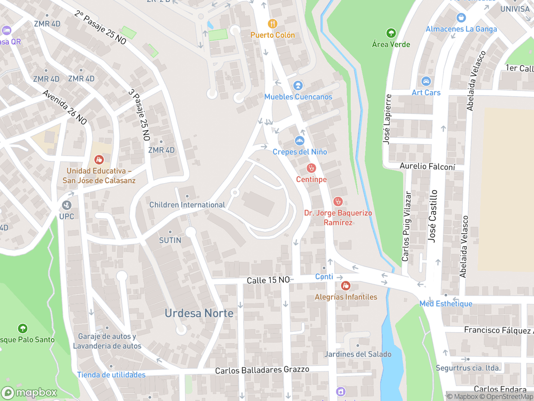 Map showing Guayaquil Ecuador Temple and surrounding area