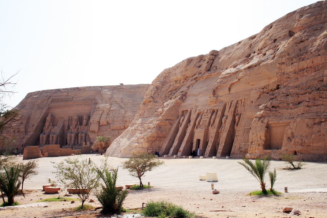 A view of the Abu Simbel temples from Lake Nasser.
