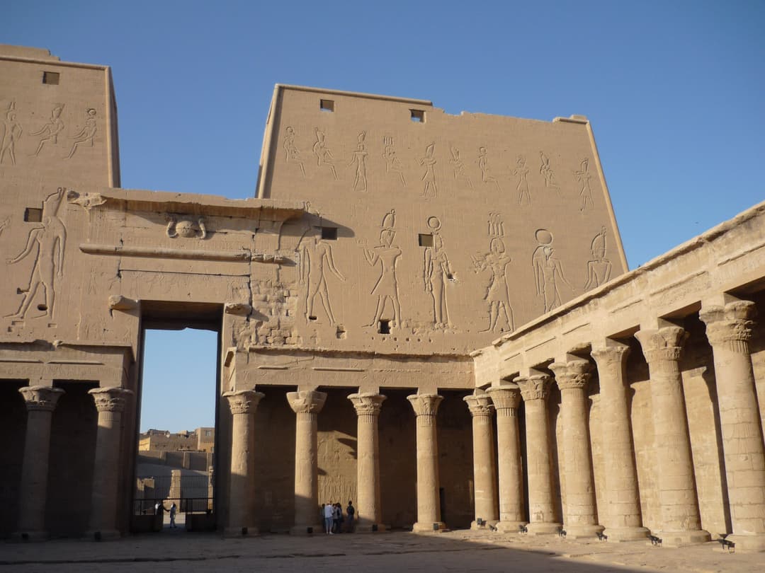 One of the towering columns within the hypostyle hall.