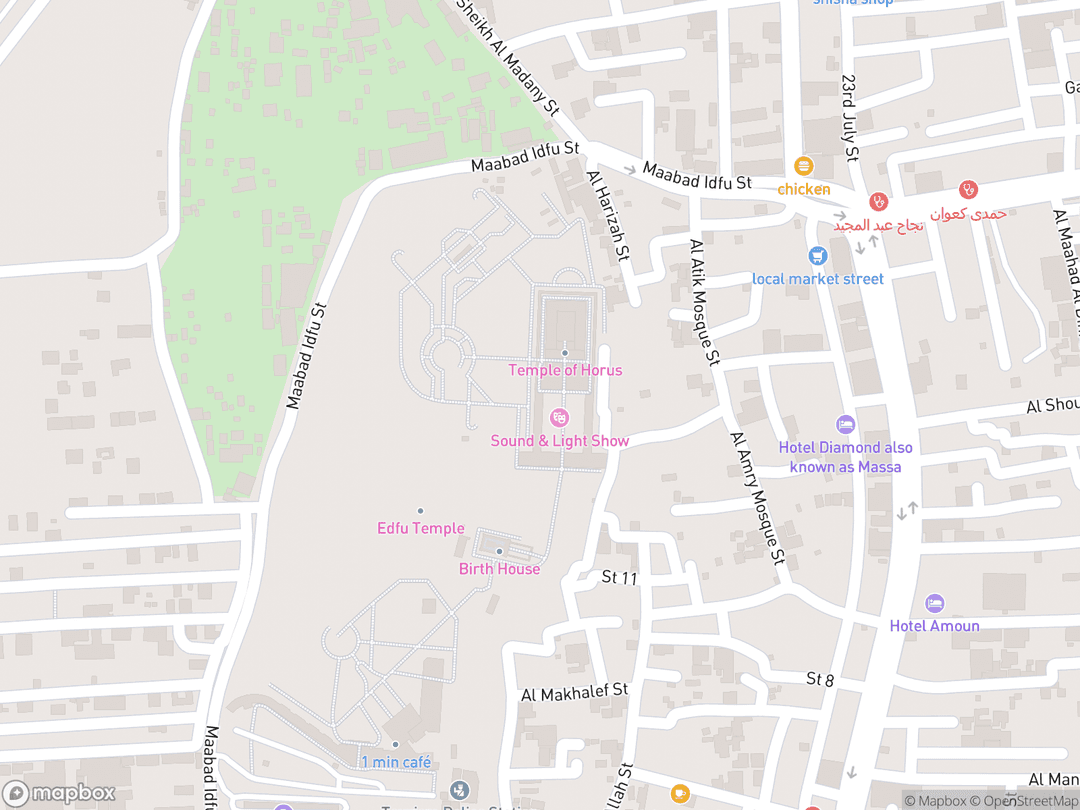 Map showing Temple of Edfu and surrounding area