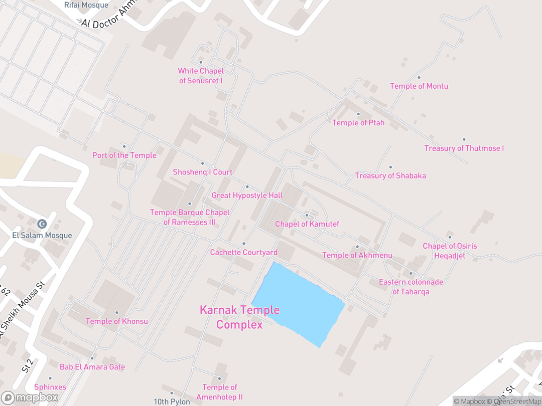 Map showing Karnak Temple Complex and surrounding area