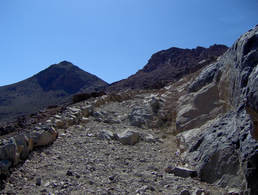 Mount Sinai at dawn, showing the rugged terrain.