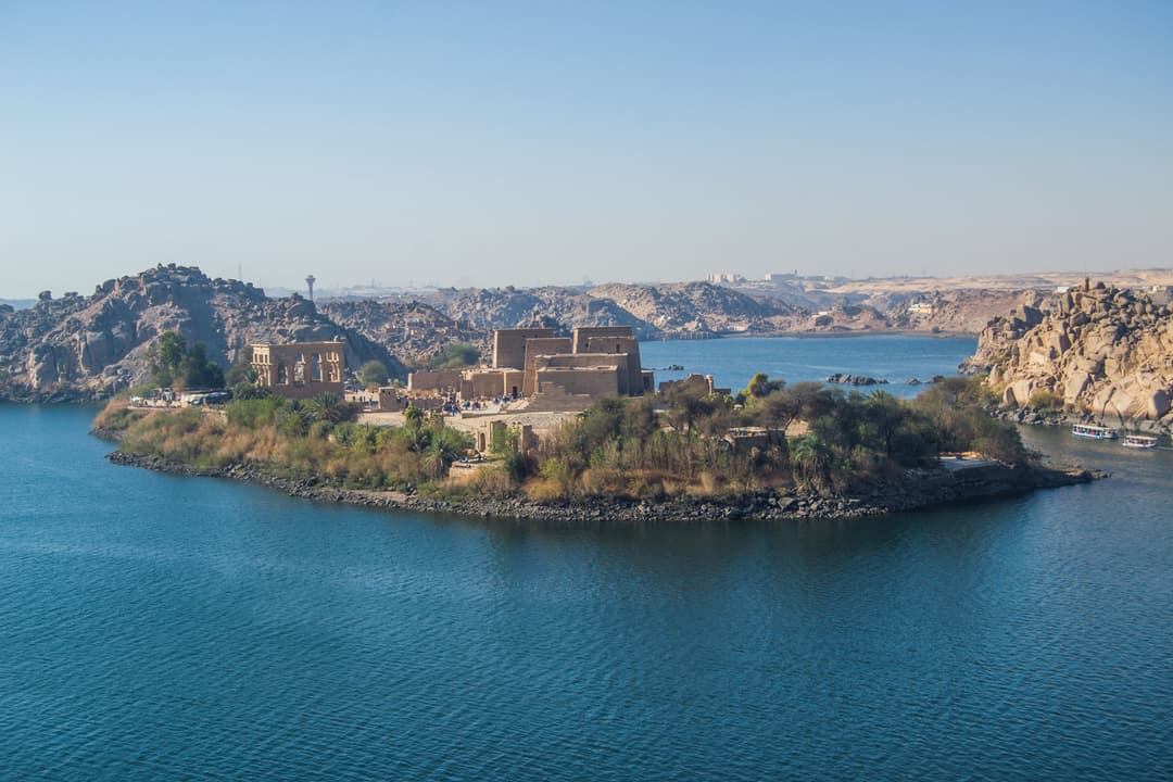 A view of the temple complex from the water.