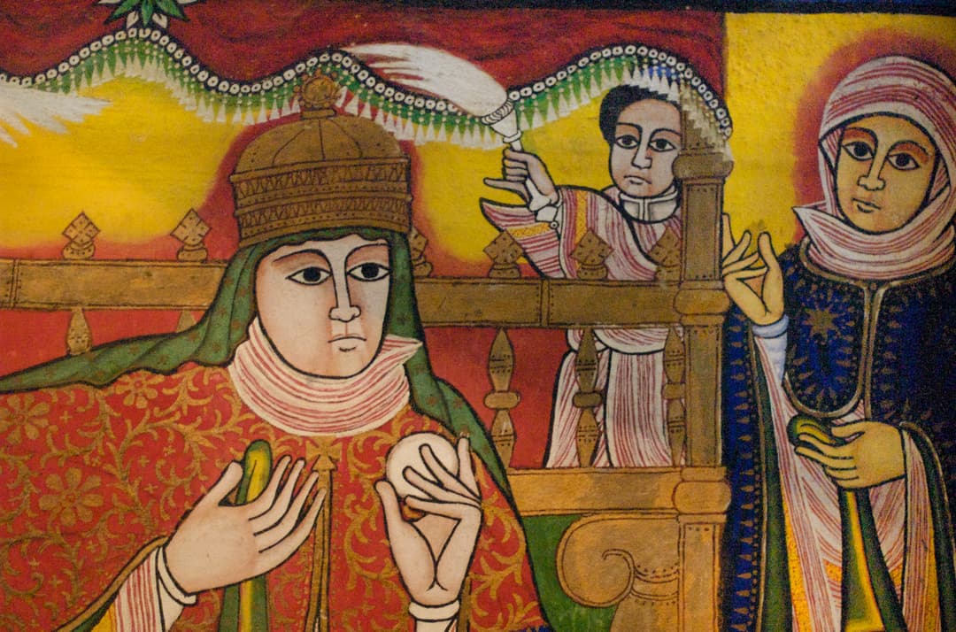Detail of an interior mural at the Church of Our Lady Mary of Zion