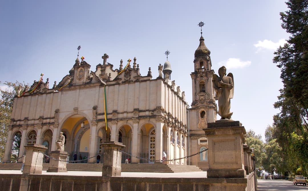 Holy Trinity Cathedral, Addis Ababa, exterior, front angle.