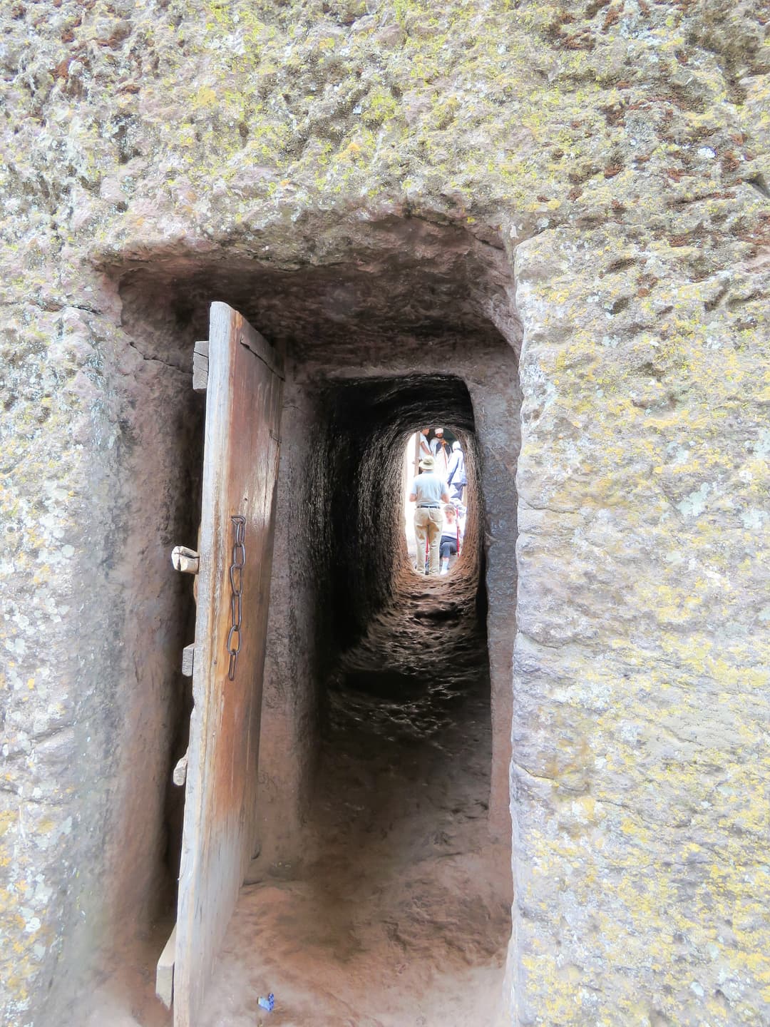 Rock-cut doorway and subterranean tunnel passage at Lalibela