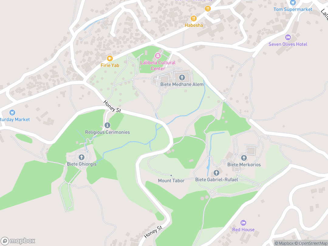 Map showing Rock-Hewn Churches, Lalibela and surrounding area