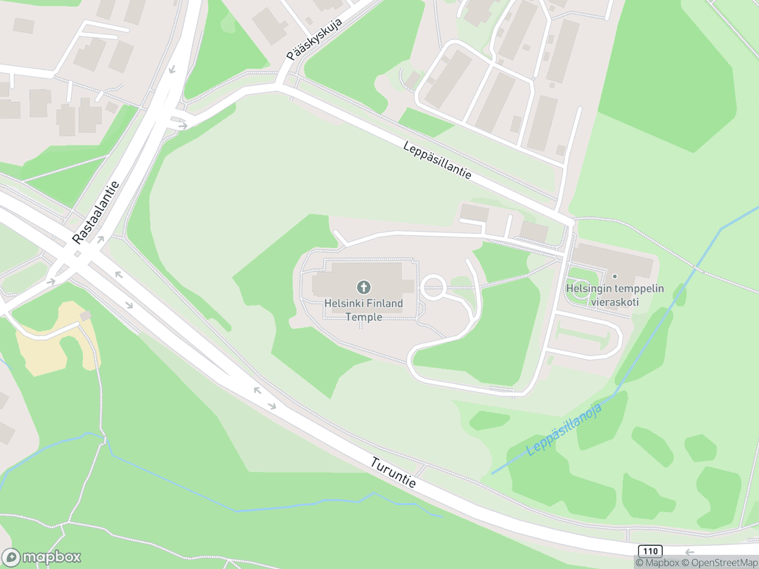 Map showing Helsinki Finland Temple and surrounding area
