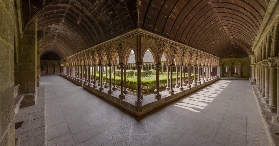 The cloister and garden of Mont Saint-Michel Abbey