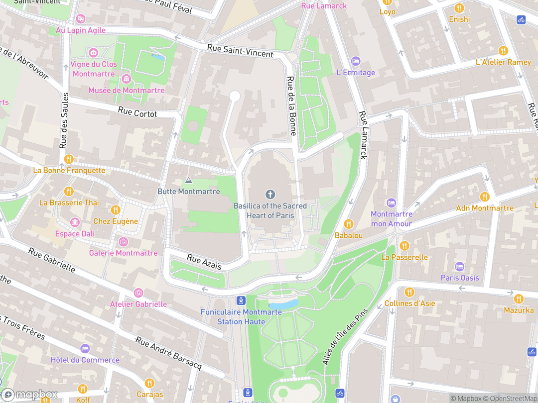 Map showing Basilique du Sacré-Cœur de Montmartre and surrounding area