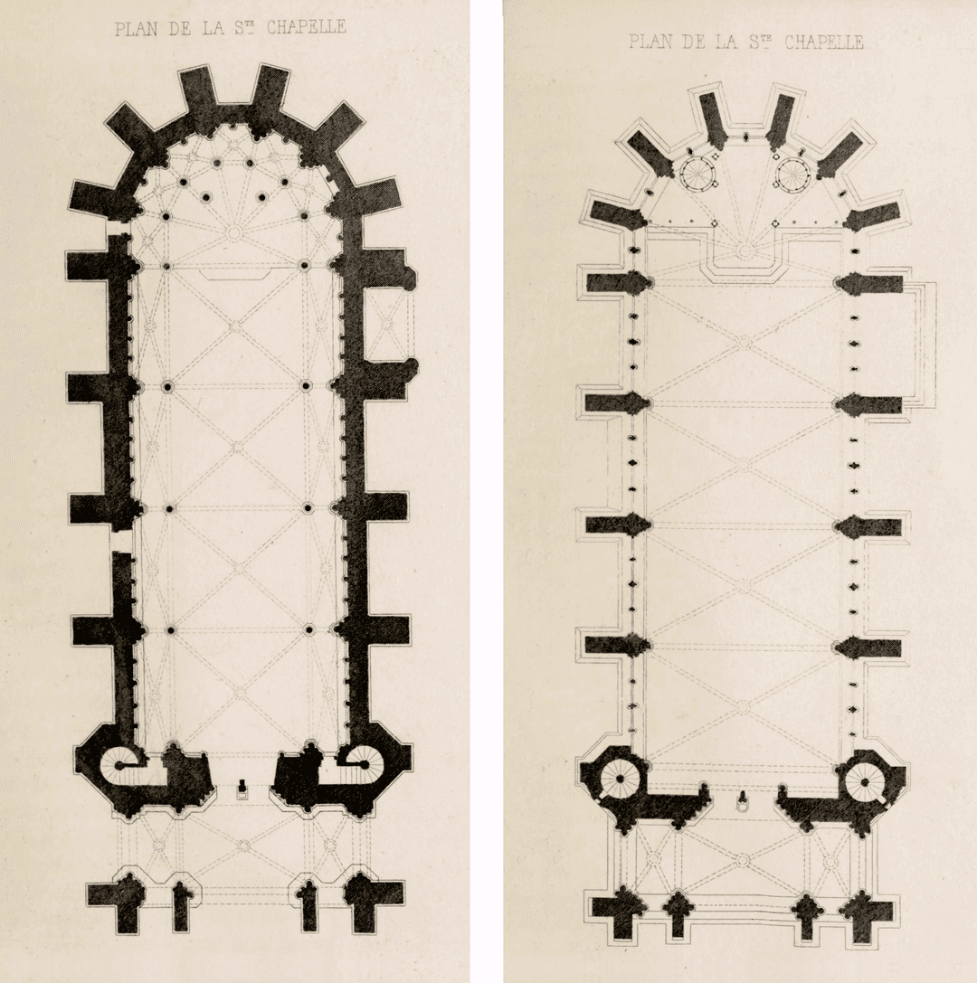 Architectural floor plans of Sainte-Chapelle.