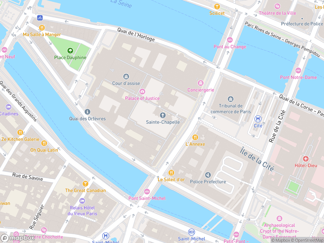 Map showing Sainte-Chapelle and surrounding area