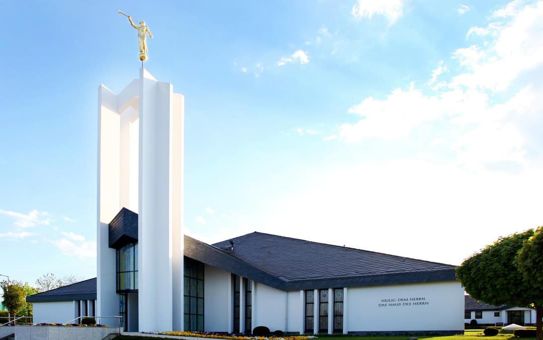 The temple's entrance, welcoming visitors and members.