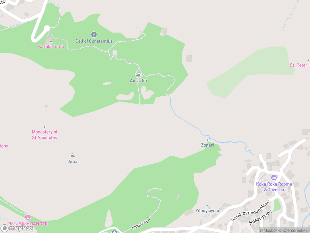 Map showing Holy Monasteries of Meteora and surrounding area