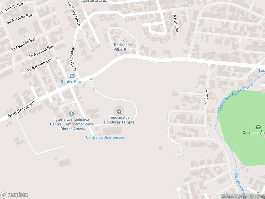 Map showing Tegucigalpa Honduras Temple and surrounding area
