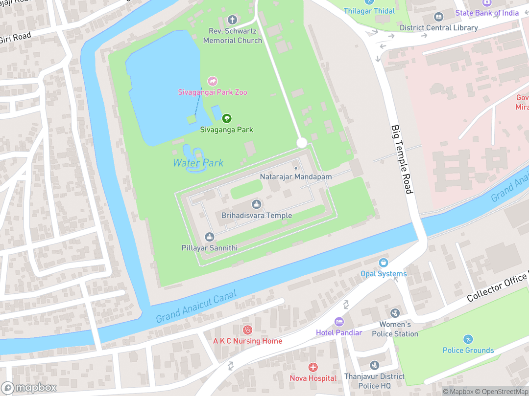 Map showing Brihadisvara Temple and surrounding area
